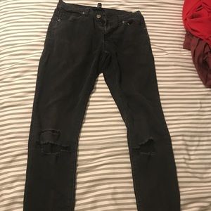 Forever 21 Ripped Black Jeans